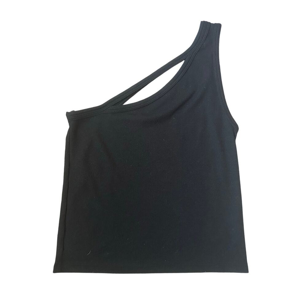 AE Black One Shoulder Ribbed Top - Small